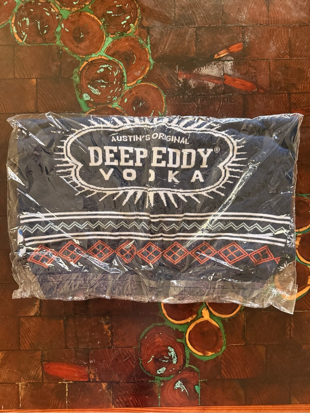 Deep Eddy Vodka Ugly Christmas Sweater Size L Navy Knit Holiday Liquor Promo